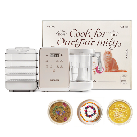 Pet Treats Maker Gift Set – 10 Types of Homemade Fresh Treats & Foods for 5 Pet Types, 5.5-Qt Quick 7-in-1 Cooking Machine with Easy One-Touch Panel,100+ DIY Recipes,Wet Cat Food,Dog Jerky,T1